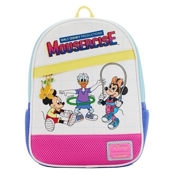 Loungefly Disney Mickey and Minnie Mouse Mousercise Mini Backpack - Picture 1 of 6